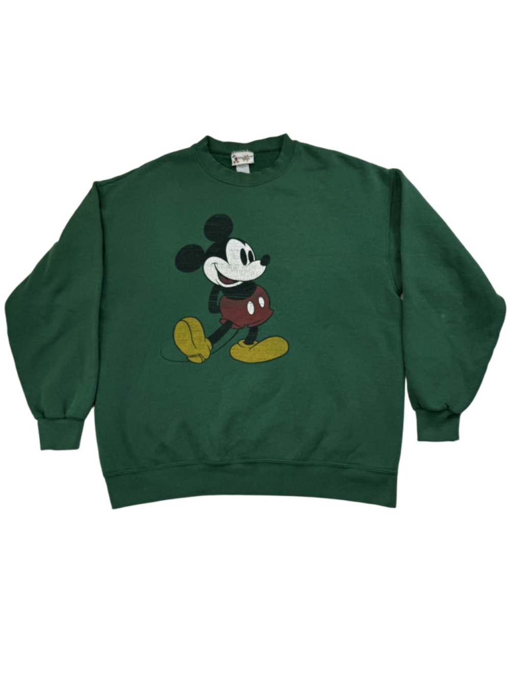 Men's Vintage 90s Disney Green Mickey Mouse Pullover Sweater Large